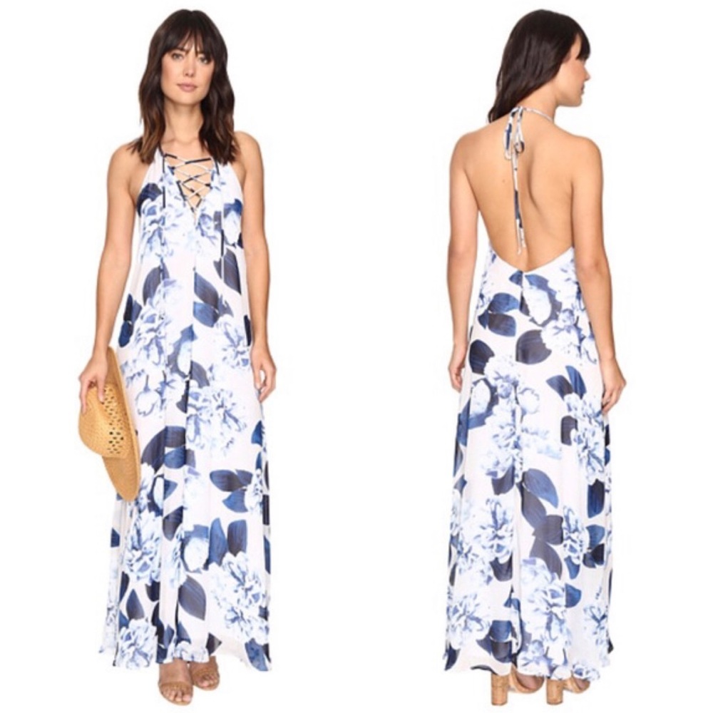 SHOW ME YOUR MUMU Logan Lace Up Floral Maxi Dress